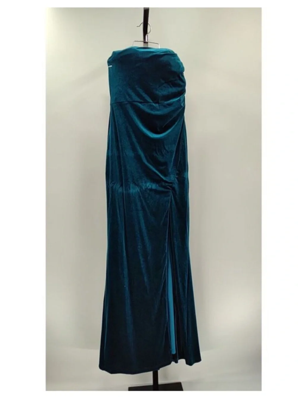 NWT - Lulus Women Perfectly Captivating Velvet Strapless Maxi Dress Dark Teal